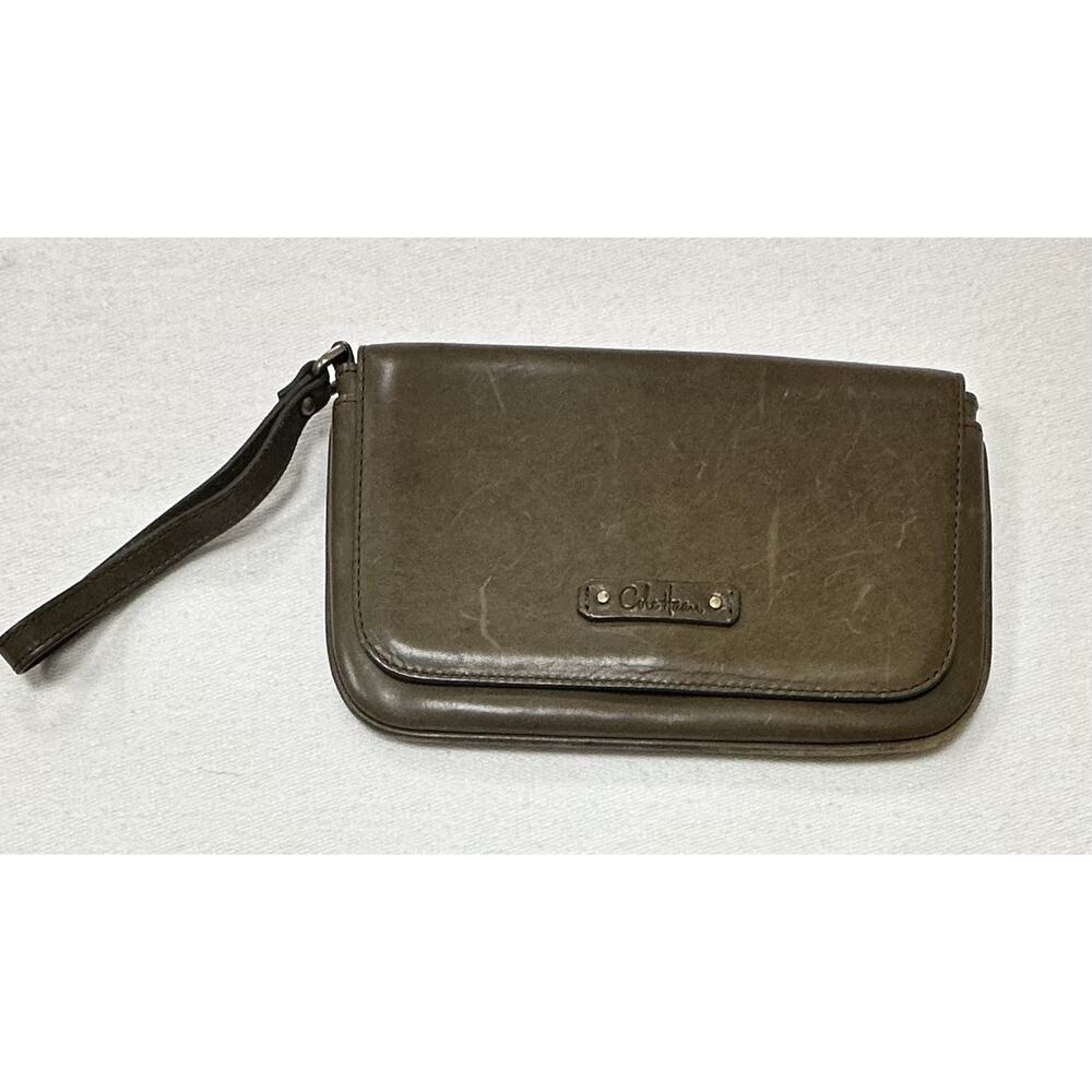 Cole Haan Money Purse, Make Up Bag, Jewelry Case, Clutch, Brown/Green Leather